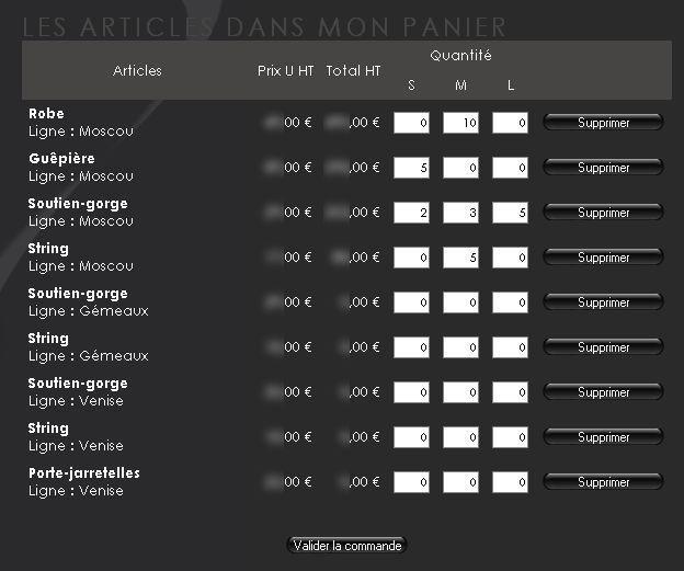 Formulaire de commande