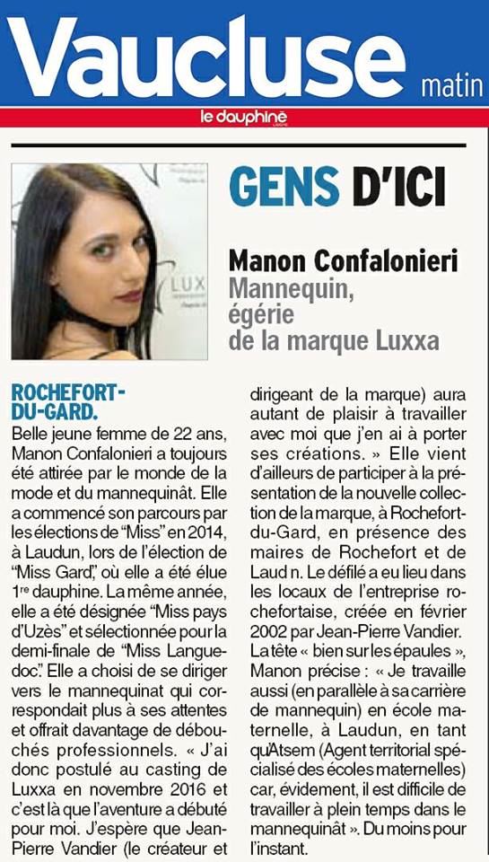 Manon Confalonieri nouvelle égérie LUXXA